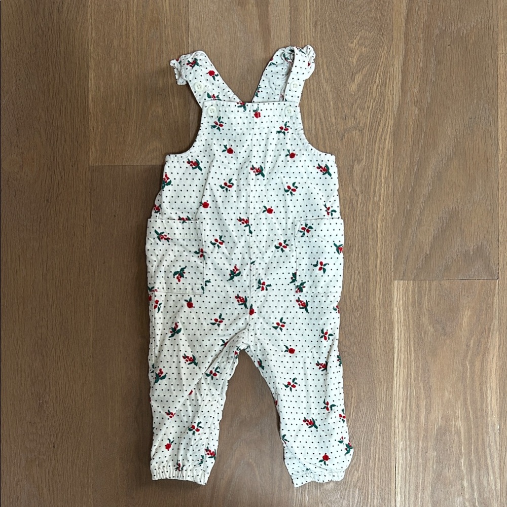 Hanna Andersson White Polka Dot Romper with Floral Holly Print